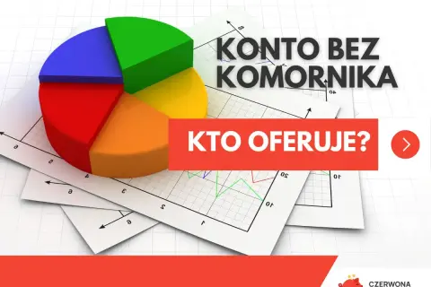 Wykres kołowy i wykresy na papierze. Tekst: "Konto bez komornika. Kto oferuje?". Dowiedz się, jak chronić wynagrodzenie na konto innej osoby a komornik.