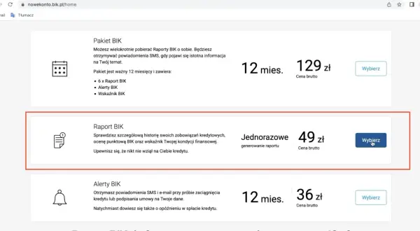 Raport BIK jednorazowy kosztuje 49 zł. Sprawdź, czy założenie konta w BIK jest płatne, analizując dostępne pakiety.