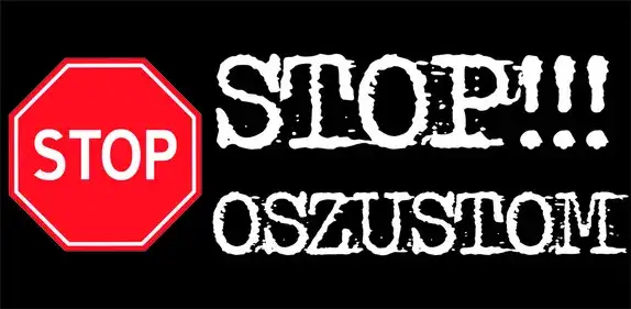 uwaga oszustwo finansowe czerwony znak stop