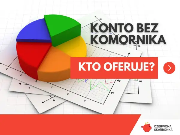 Wykres kołowy i wykresy na papierze. Tekst: "Konto bez komornika. Kto oferuje?". Dowiedz się, jak chronić wynagrodzenie na konto innej osoby a komornik.
